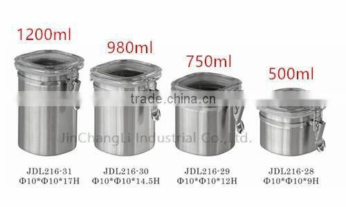 2016 Sealed stainless steel coffe Sugar Tea storage canister