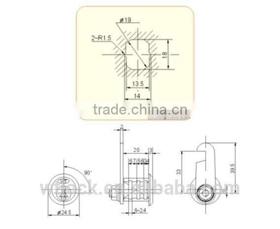 Zinc alloy material bright chrome cam lock for file cabinet wardrobe