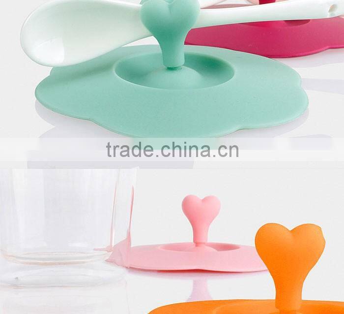 Creative Cute Love-heart Anti-dust Cup Cover Silicone Drinking Glass Cover
