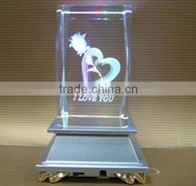 2016 Fabulous birthday gift 3d laser crystal cube engraved Christmas tree