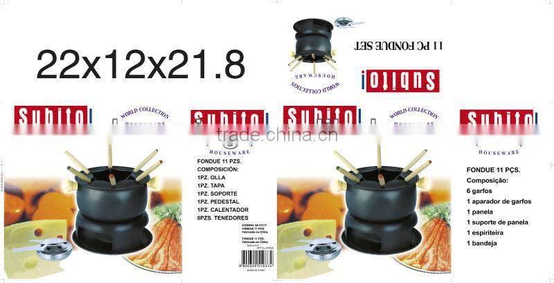 carbon steel fondue set,non-stick coating