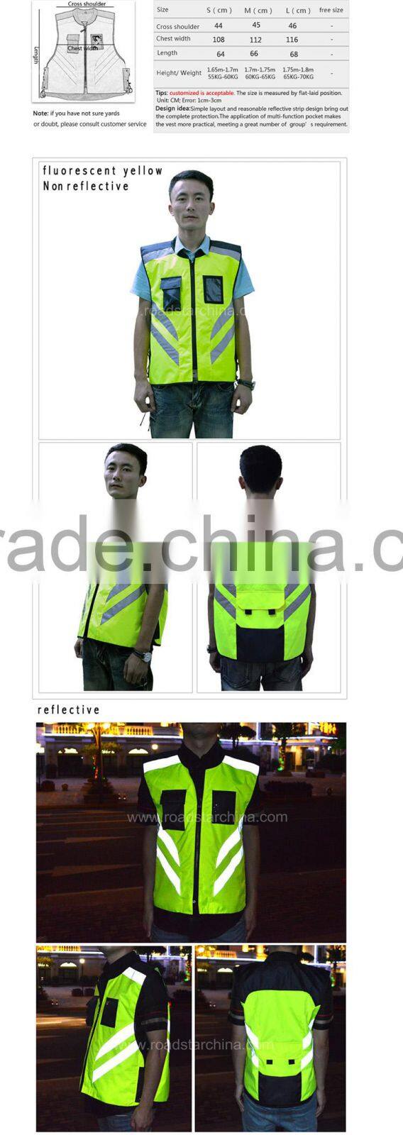 600D PU coating oxford fabric reflective safety vest