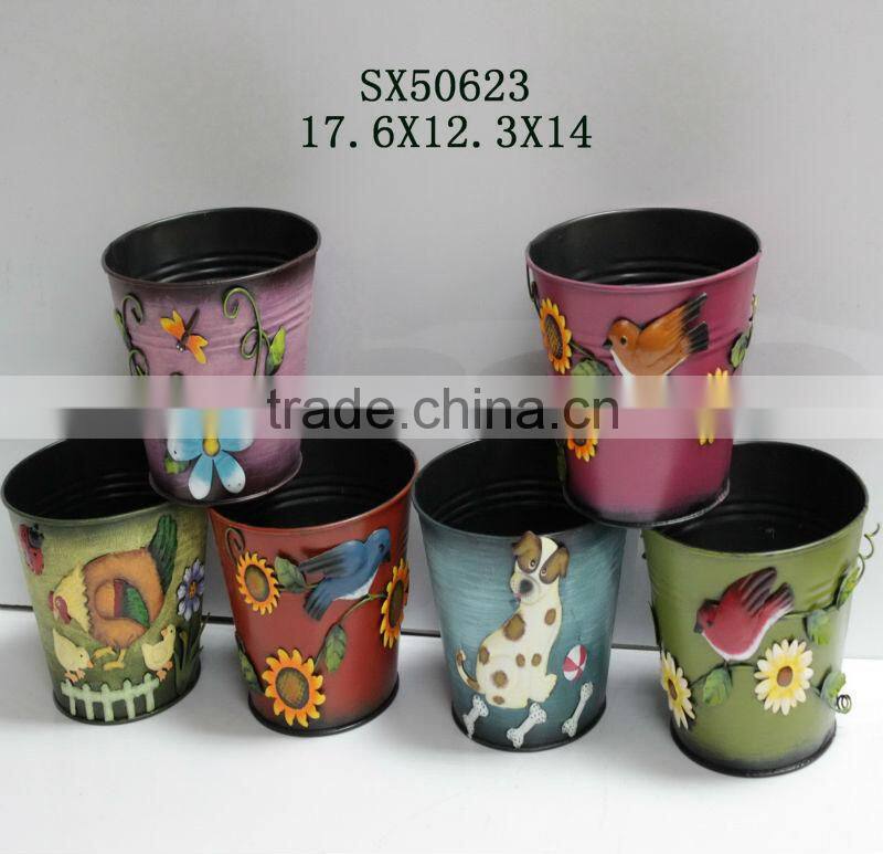 2014 Popular colorful metal garden hanging flower pot
