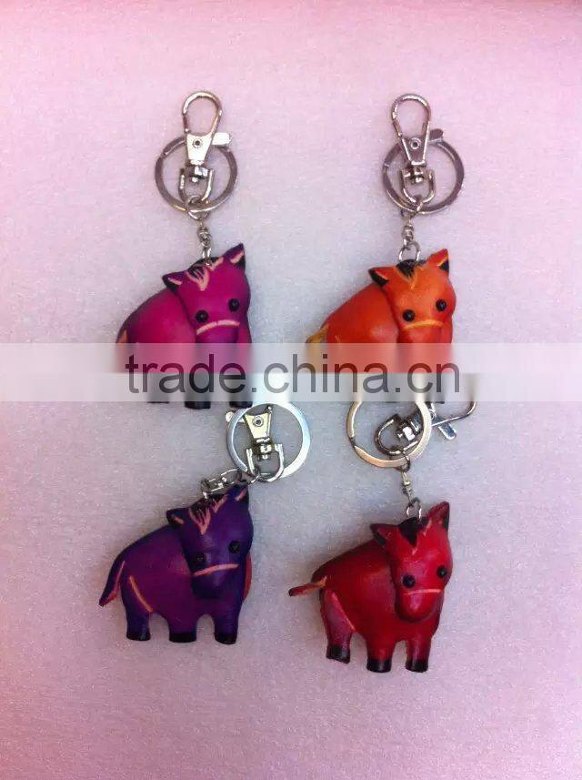 Wholesale promotion personal Handmade Soft leather animal key chain