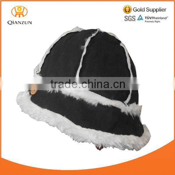 brown winter suede bucket hats with fur lined custom blank winter warm suede bucket hat