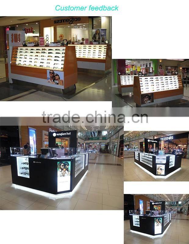 custom wooden mall sunglass display kiosk
