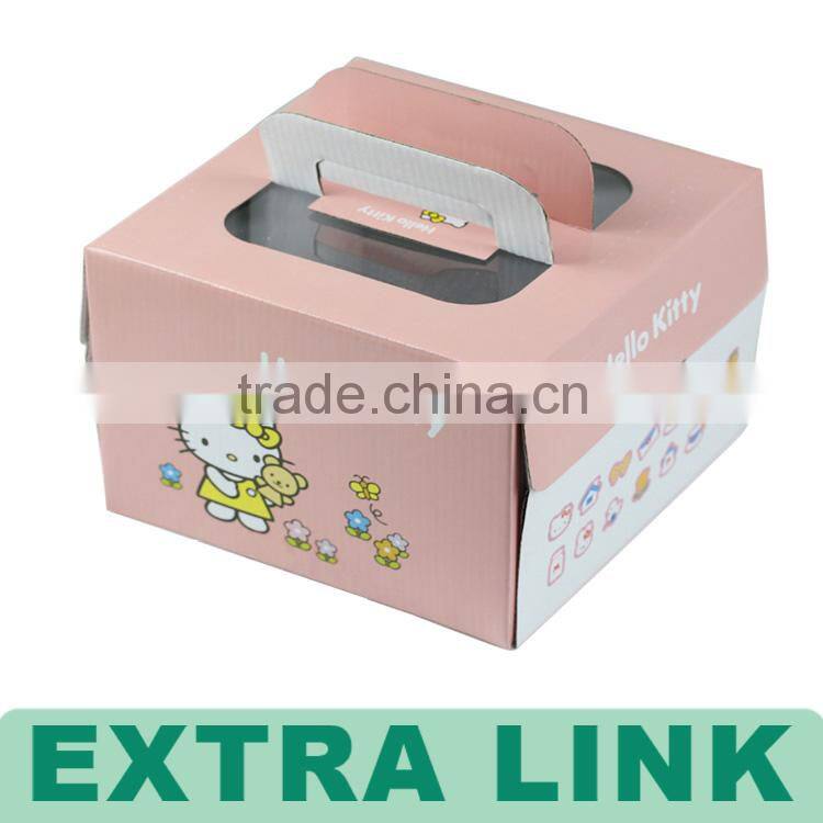 Folded Art Coated Paper 4c Printing Cupcake Box With Handle