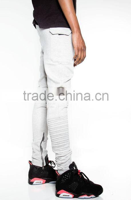 Grey biker JOGGERS man pants moto jogger pants gym pants (lotbike076)
