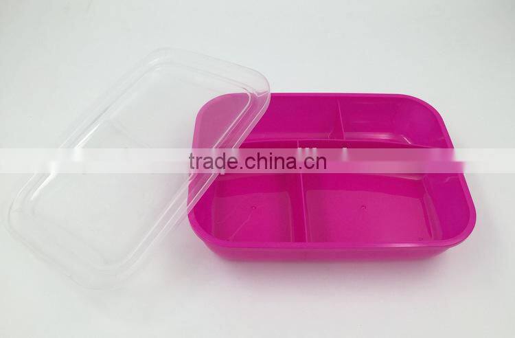 microwavable plastic food lunch box with transparent lid,rectangular bento lunch box,kids food container
