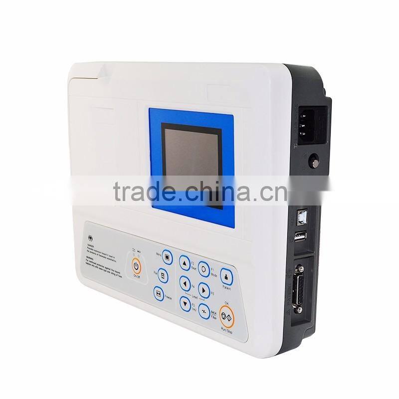 CE approved 3.5 Inch Color Electrocardiograph / three channel cheap price of ecg machine