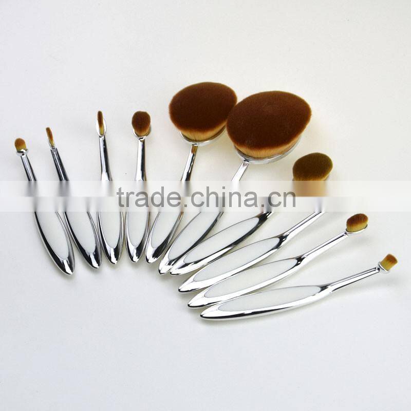 Wholesale make up brushes private label 10pieces tooth shape makeup brushes oval foundation makeup brush