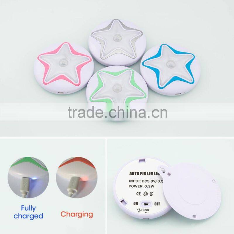 NEW Led Night Light Sensor star shape lamps Motion Sensor Night Light