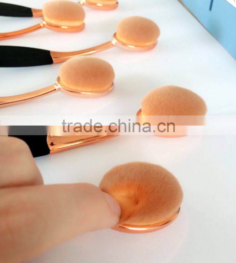 2017 Hot Sale 10pcs Cosmetic Brush Foundation Oval Makeup Brush Set