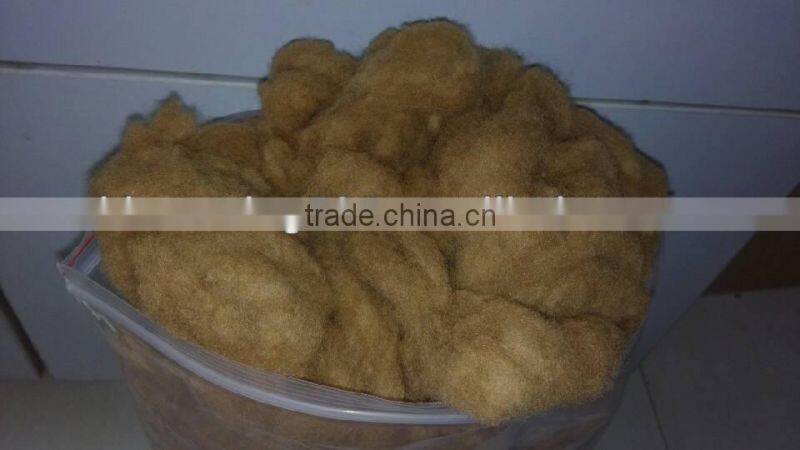 HOT!!! sheep cashmere and the polyester/acrylic blend fiber19.5-22mic & 40-50mm, dyed brown color