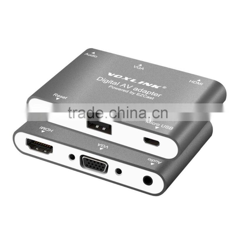 Hot Selling Best Quality VOXLINK Digital AV Adapter With HDMI And VGA+Audio Dual Display Converter Dark Gray