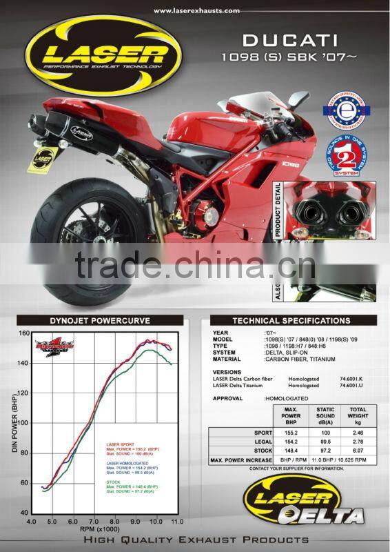 For DUCATI 1098 (S) 2007 Motorcycle Exhaust Pipe LASER Delta slip-on mufflerset
