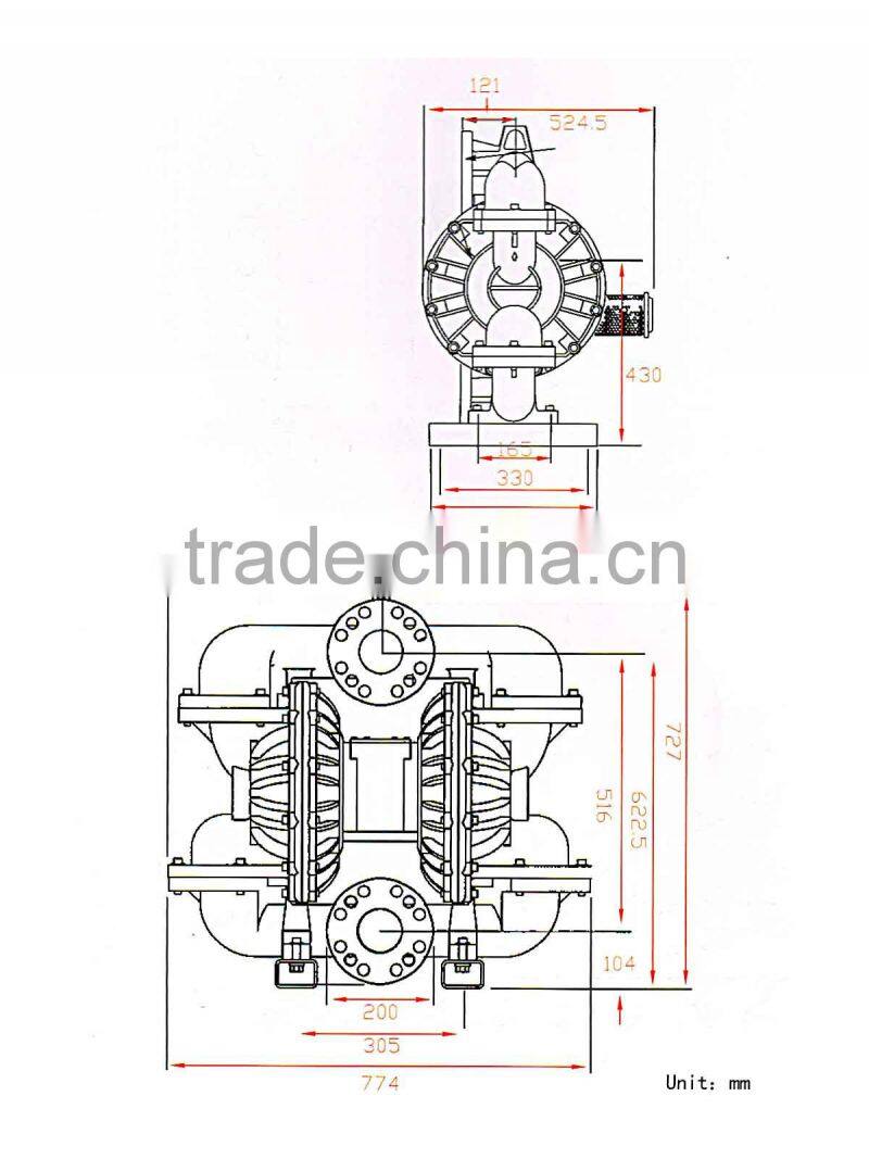 1041 L per min 8.4 bar 9.4 mm grain compressed air pneumatic high flow diaphragm pump