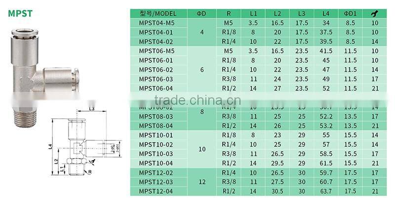 Wholesales High Quality cheap Price Push-in Brass Tee Fitting with Threaded
