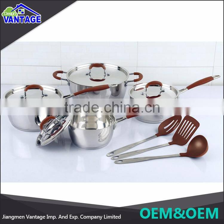 Hot direct from china new non-stick kitchenware 8pcs pots and pans with handles commercial cooking pots