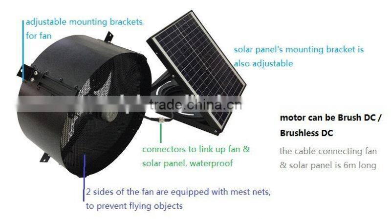 vent goods Solar Gable Fan with battery and adjustable solar panel high quality cooling ventilating