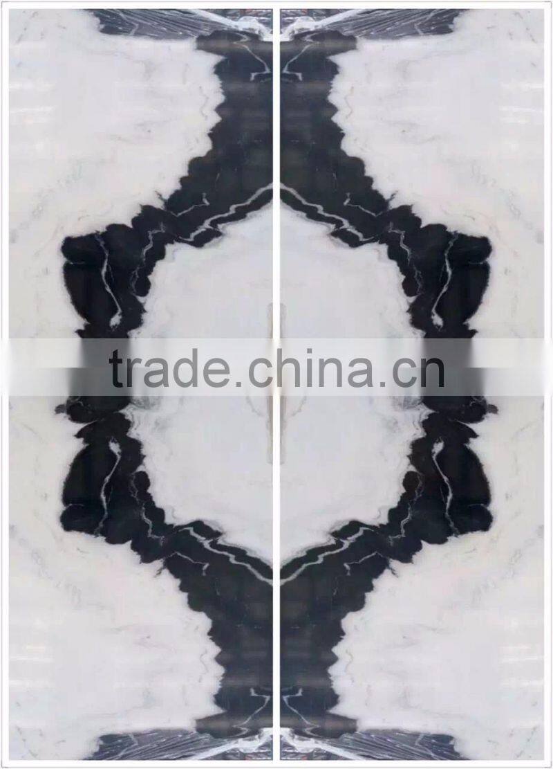 Polished panda white marble slabs