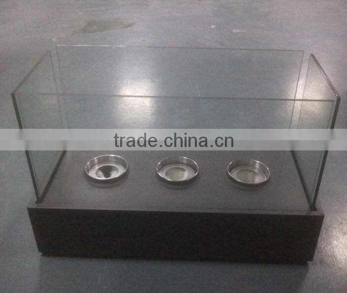 decorative square table top iron metal &glass bio ethanol fireplace
