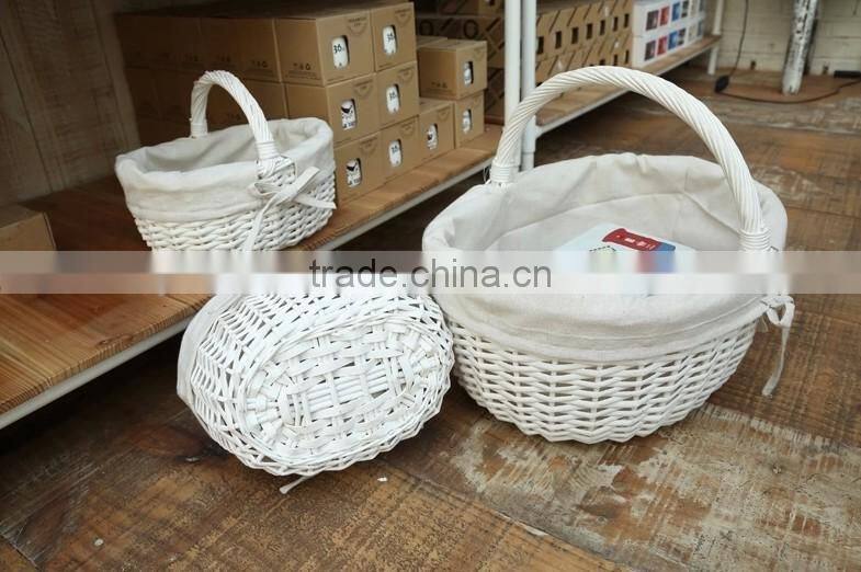 wholesale white wicker basket with handle wicker shopping basket
