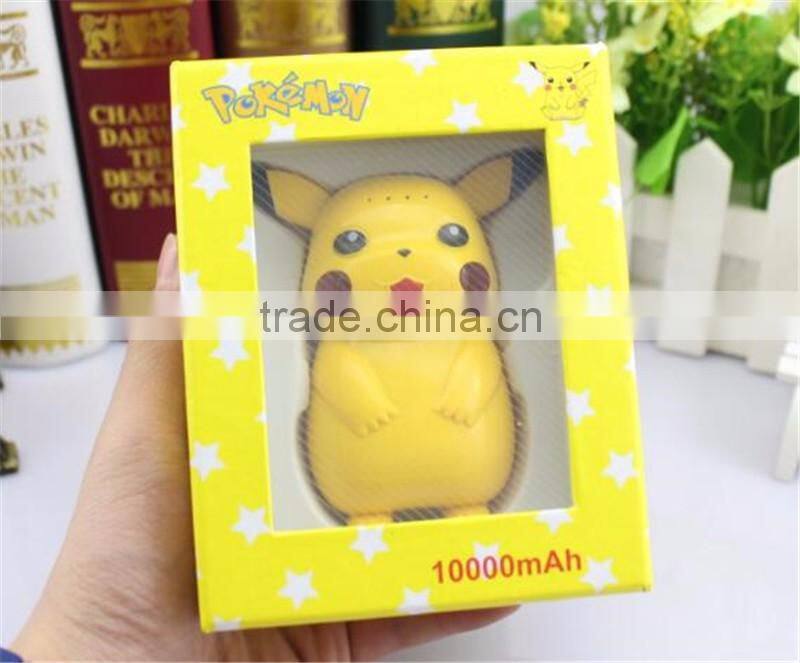 2016 New Arrival universal mobile power bank 10000 mah charging treasure cartoon pokemon go cute Pikachu