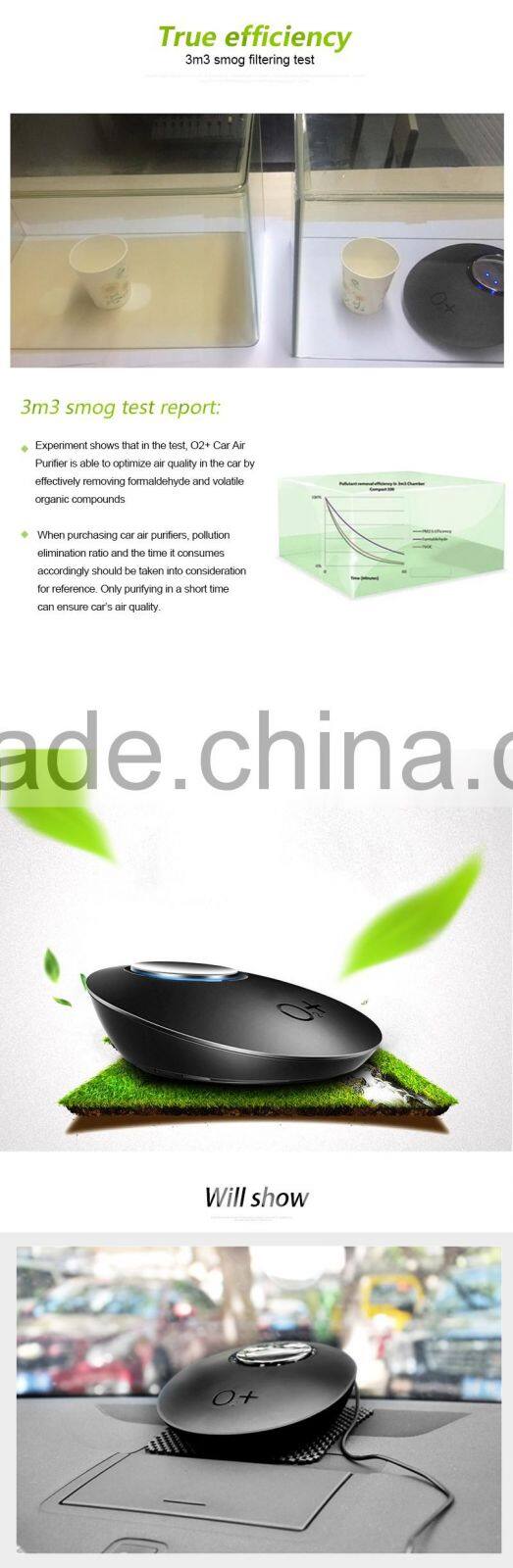 Newest original design hot selling high quality O2+ car air purifier mini air purifier