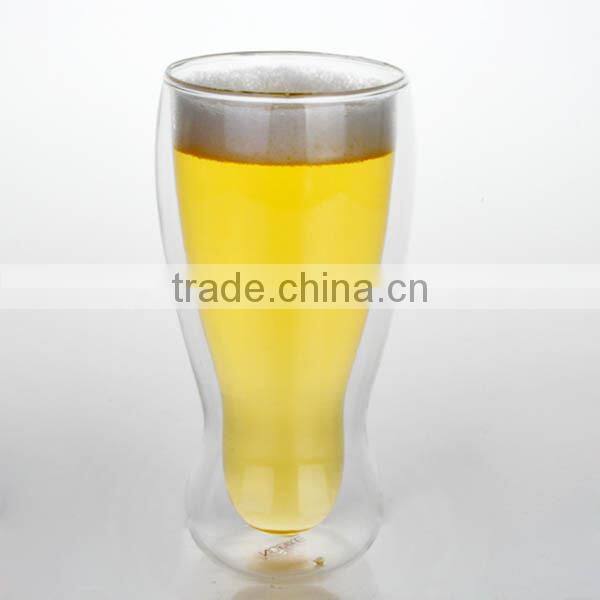 2014 hot selling promotion 350ml 2 layers beer glass cup