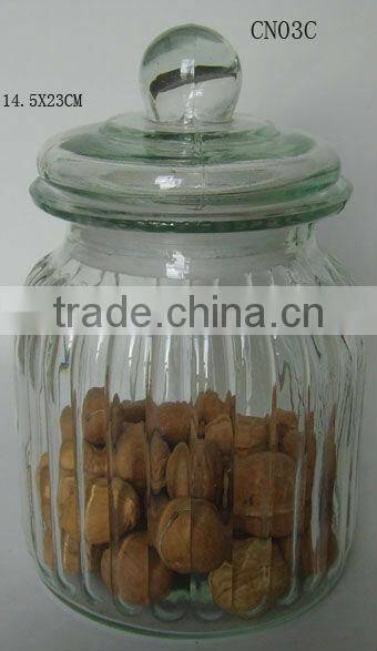 clear cylinder large vertical stripe glass fermentation jar with lid
