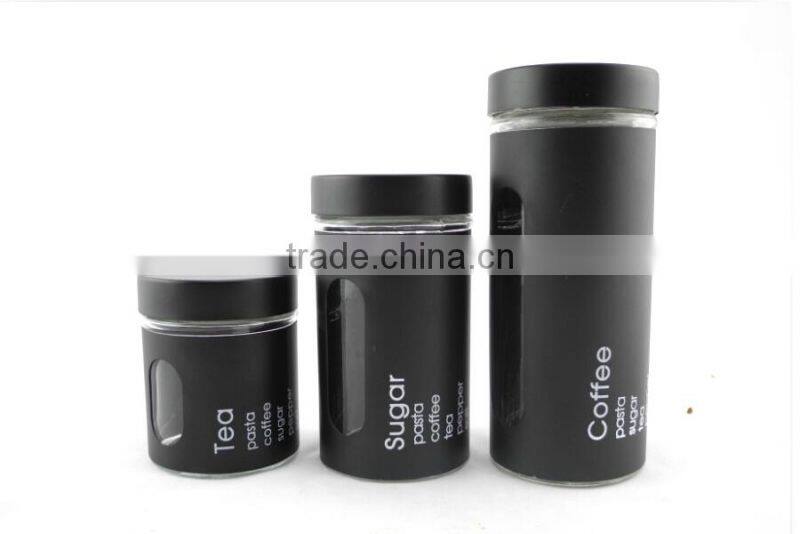 black glass jars for food with stianless steel lid