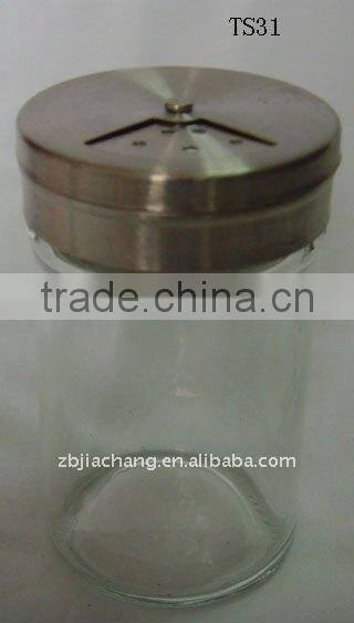 16pcs high quality clear glass spice jar set with iron rack