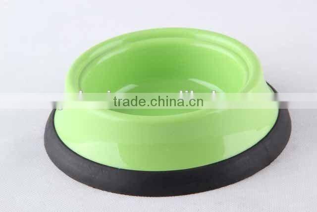 Plastic slip-resistant pet bowl with rubber bottom/ dog bowl