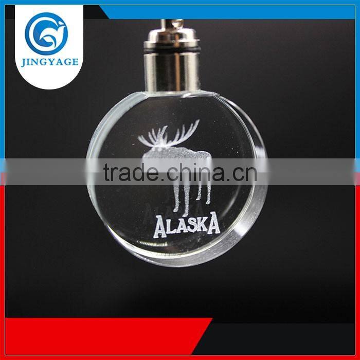 3D Laser Engraved Animal Round Crystal Key chains Souvenir Gifts