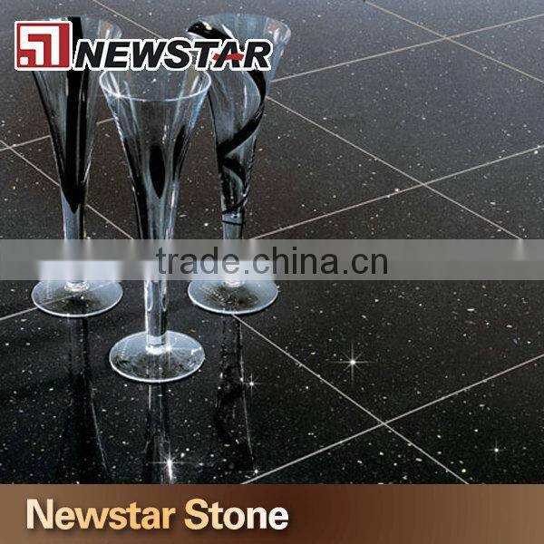 Black engineered stone black quartz tile flooring quartz price