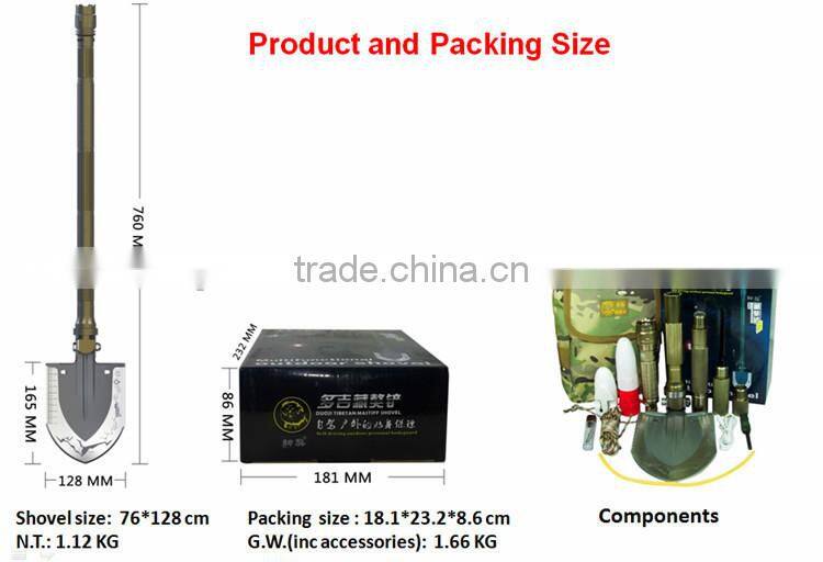 Newest Camping Equipment Survival Shovel Camping Cut Dig Hammer Fire Starter Chain Saw