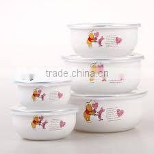 Special decor enamel storage bowl set with round bottom