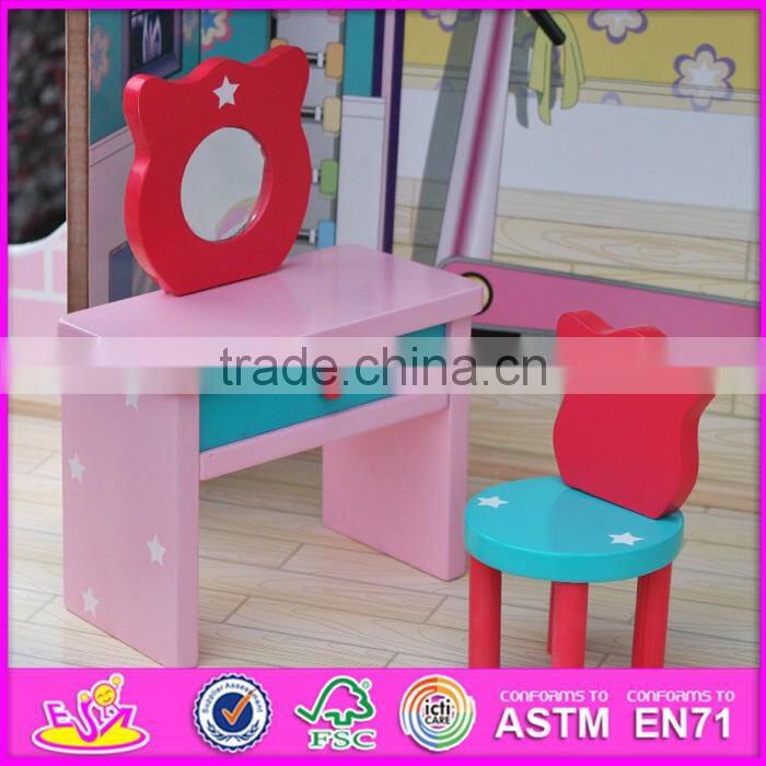 2017 New products lovely children wooden large dolls house W06A037