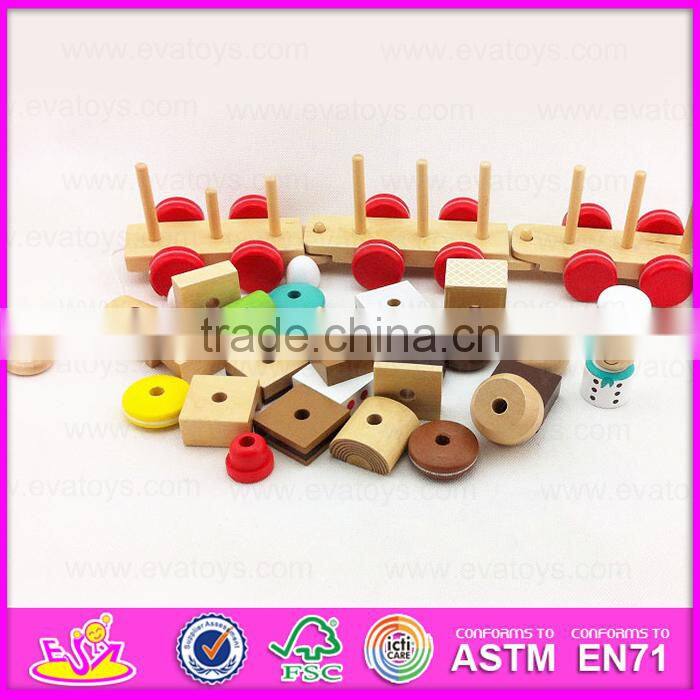 High quality child happy cartoon toy cheap Pull Shape Block Train Toy W05B089-A1