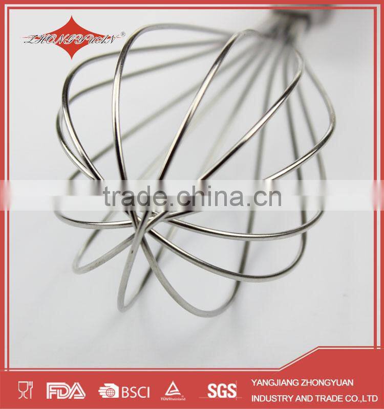 10" promotional stainless steel manual egg beater whisk with PS handle