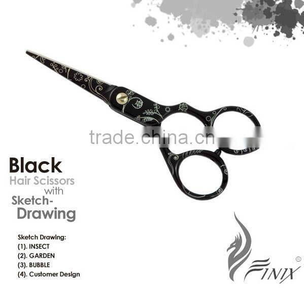 Zinc-Alloy Handled Customized Engraved Pattern Tattoo of Hair Scissors