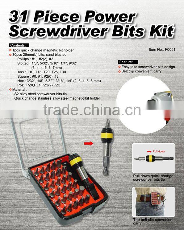 31 Piece Power Screwdriver Bits Kit