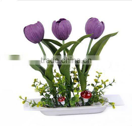 artificial flower tulip with ceramics pot