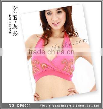 Trendy Yellow GOld Short Sleeve 100% Cotton Dance Trainin g Wear tops