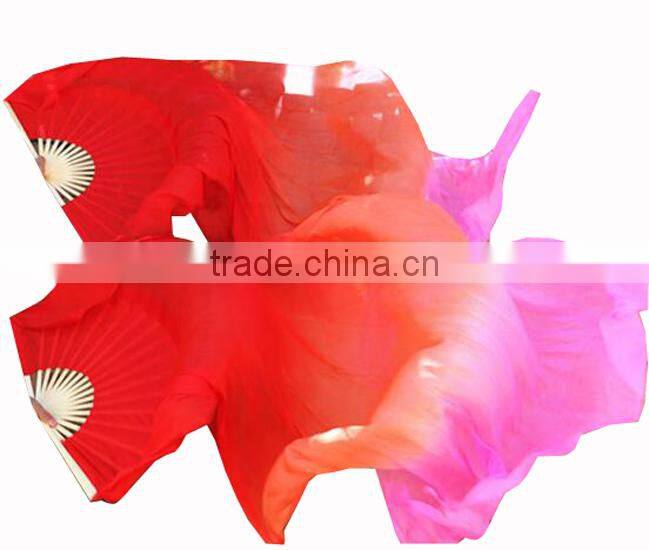 180CM 150CM 100% silk belly dance silk fan veils ombre silk fan veils
