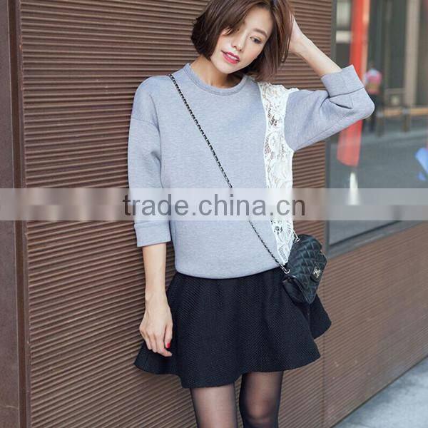 Ladies fashion simple trendy cotton Korean style autumn blouse