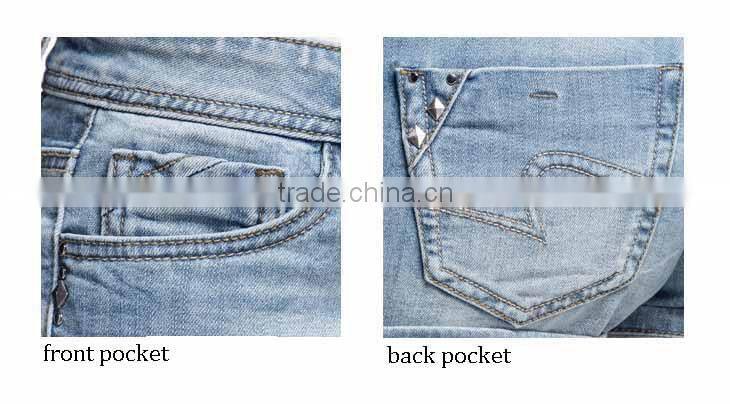 2015 Classic Cotton short wash denim jeans for women