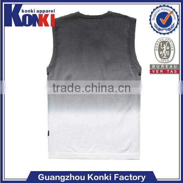 cheap custom Black and white color mixture knitted v neck sweater vest