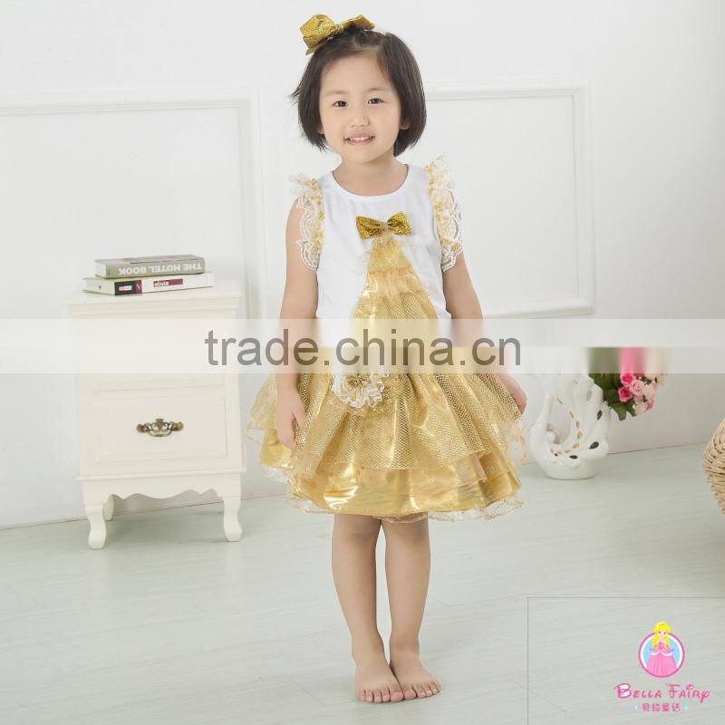 Latest baby kids clothes Beautiful children fairy skirts wholesale christmas golden childhood tutu set bella fairy